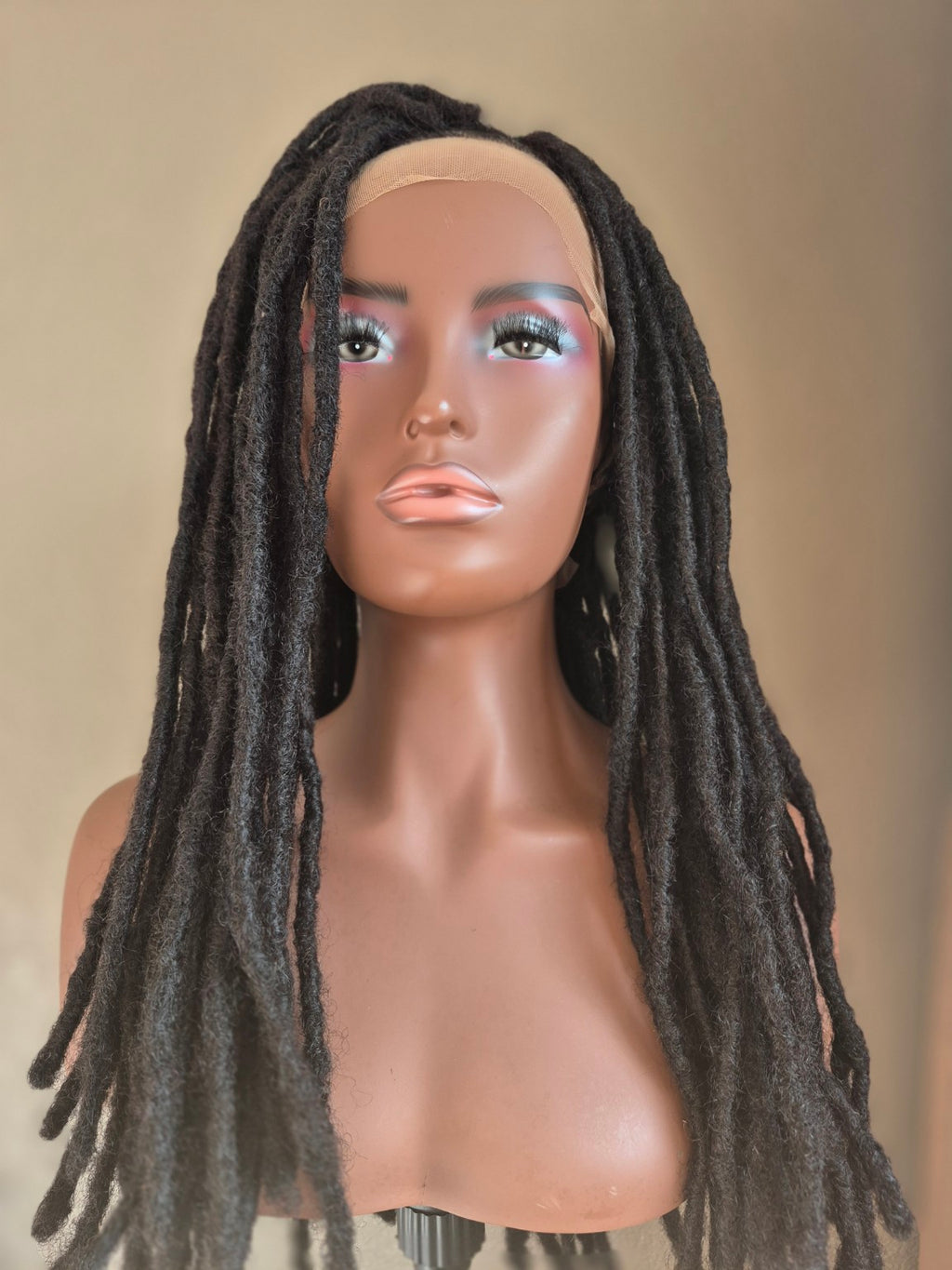 Long dark loc Crown, full front view
