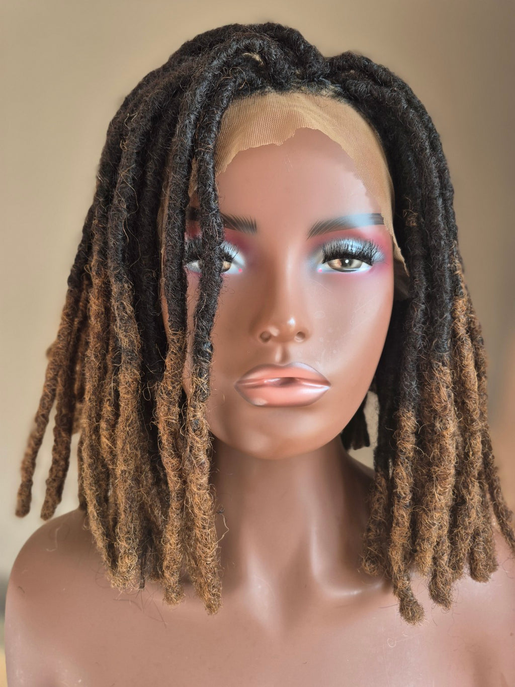 Caramel ombre loc Crown from the front