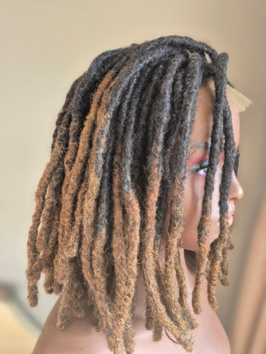 Caramel ombre loc Crown side profile