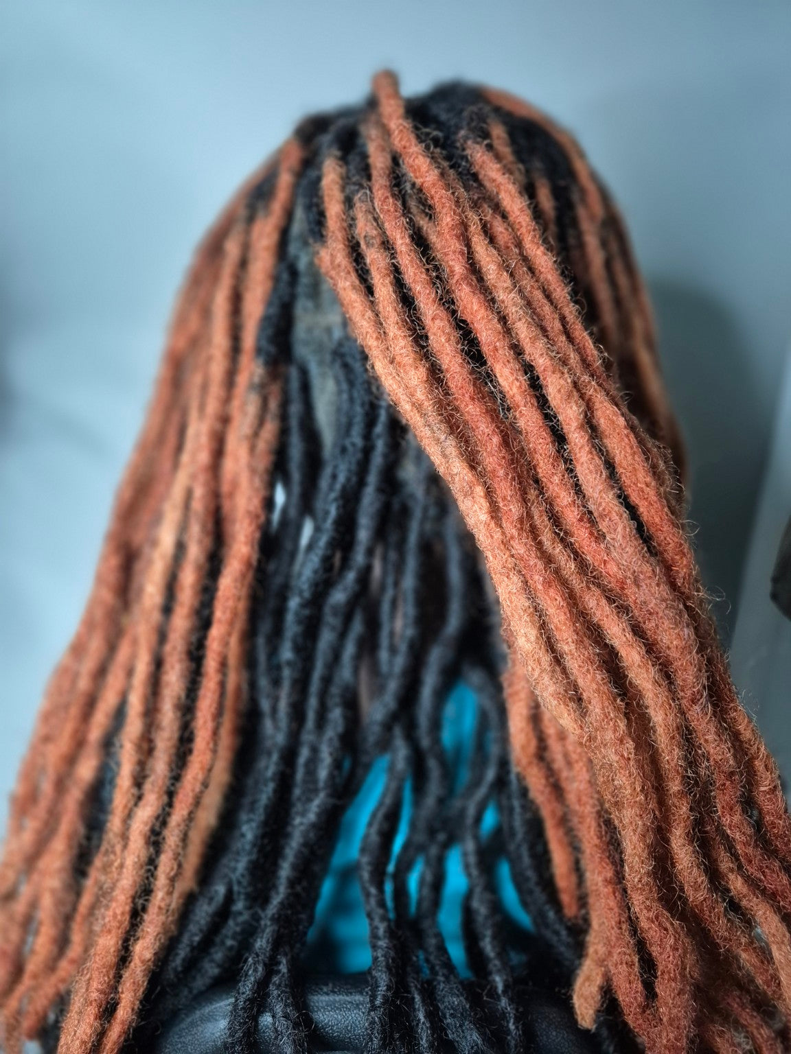 Back locs lifted to show black inner locs